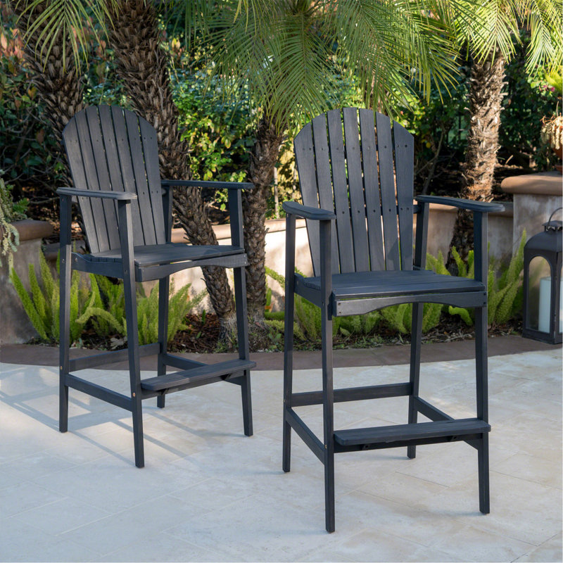 Edson Acacia Outdoor 30.00'' Bar Stool, Dark Gray