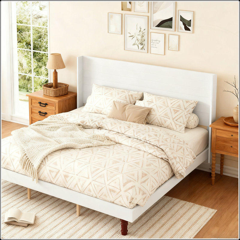 Stylish High Headboard Bed with 54 Inch Headboard, High Quality Materials, Comfortable Back Design for Reading or Relaxing, King Size