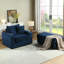 1 velours côtelé bleu avec coussins décoratifs et canapé profond pour le salon, tissu luxueux, structure en éponge haute, conception ergonomique, facilité d'assemblage