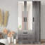  Wardrobe Armoire Closet With Two Convenient Mirrors Placed On The Doors & Two Drawers-1748190831