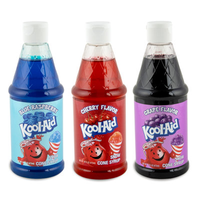 Kool-Aid Snow Cone Syrup - Blue Raspberry, Grape, Cherry - 3-Pack