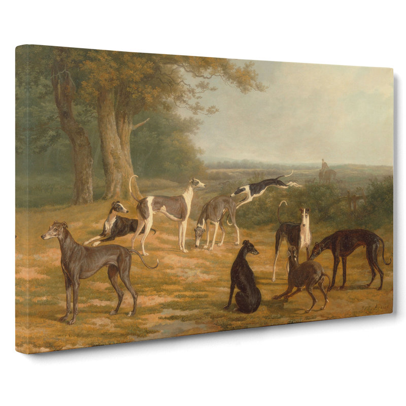 Nine Greyhounds Vol.1 by Jacques-Laurent Agasse - Wrapped Canvas Painting, 40cm H x 60cm W x 3cm D
