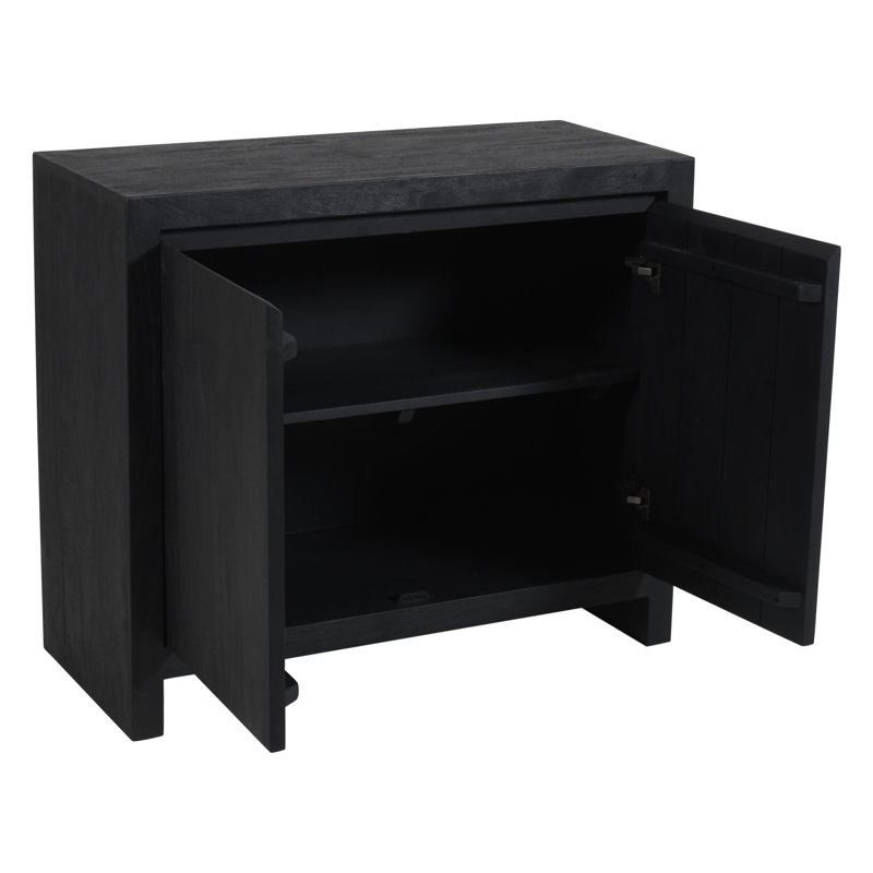 Buffet 2 portes au fini noir graphite moderne sur bois massif récupéré