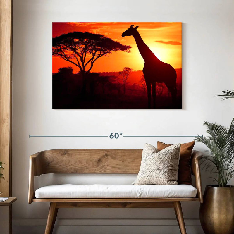 Brampt silhouette de girafe d'Afrique, H 30 po x l 45 po
