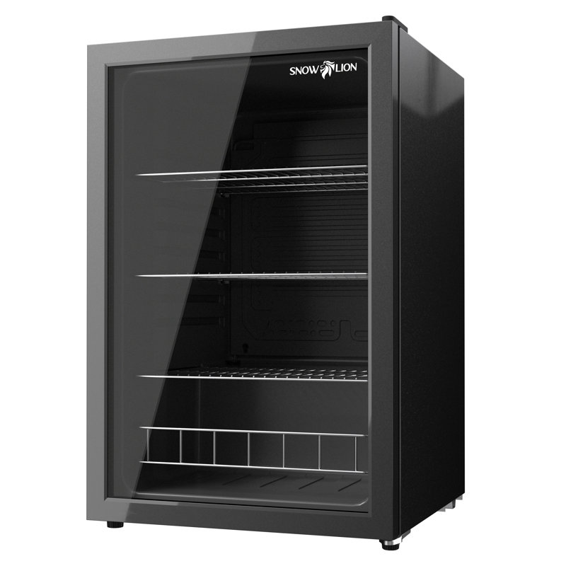 SnowLion Premium 131L Beverage Refrigerator 4.6 Cu. ft. Freestanding Mini Fridge With Glass Door, Black
