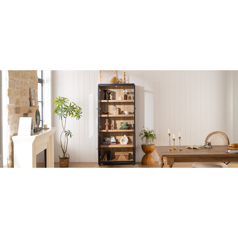 Grande vitrine de 74,5 pouces avec portes en verre pour le salon ou la cuisine