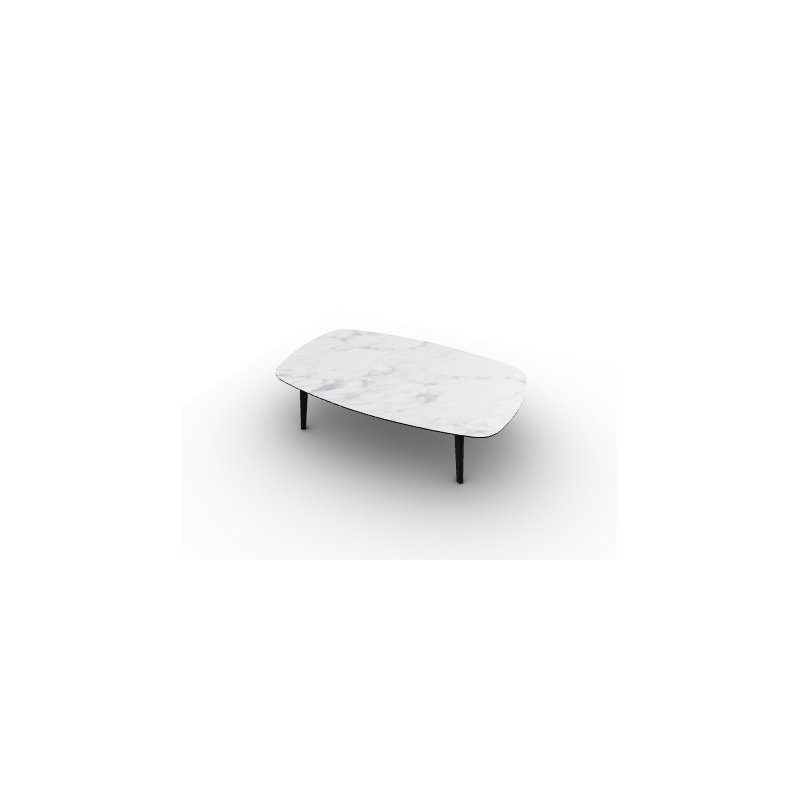 Abrey Elliptical Coffee Table With Wooden Base, White