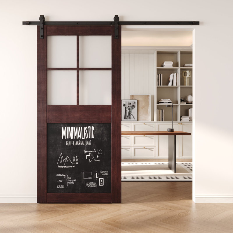 Porte de grange non assemblée et finie en acajou de 42 po x 84 po Homacer Red Homacer, usage intérieur seulement