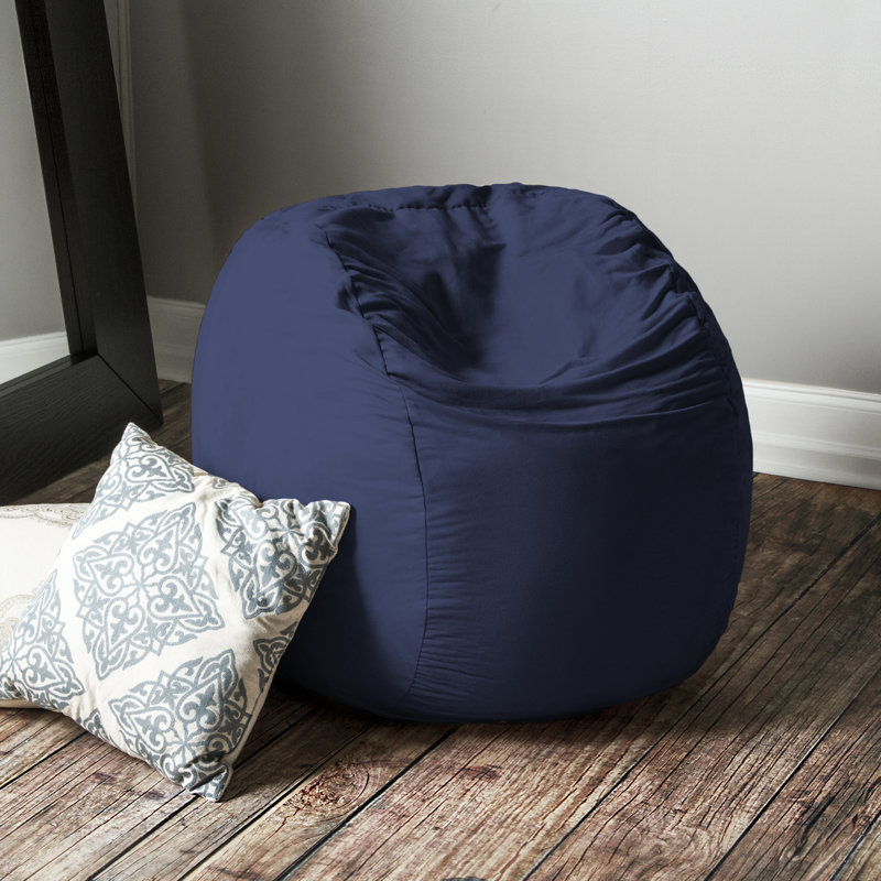 Saxx 3 Foot Round Bean Bag w/ Removable Cover, Microsuede Navy