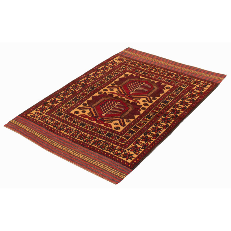 Tapis unique en laine noué à la main 4 pi 1 po x 6 pi nouvel âge Roeville