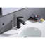Robinet de lavabo pour salle de bain à poignée simple noir mat avec bec cascade et trop-plein avec bonde escamotable - Acier inoxydable pour une utilisation durable-124464811