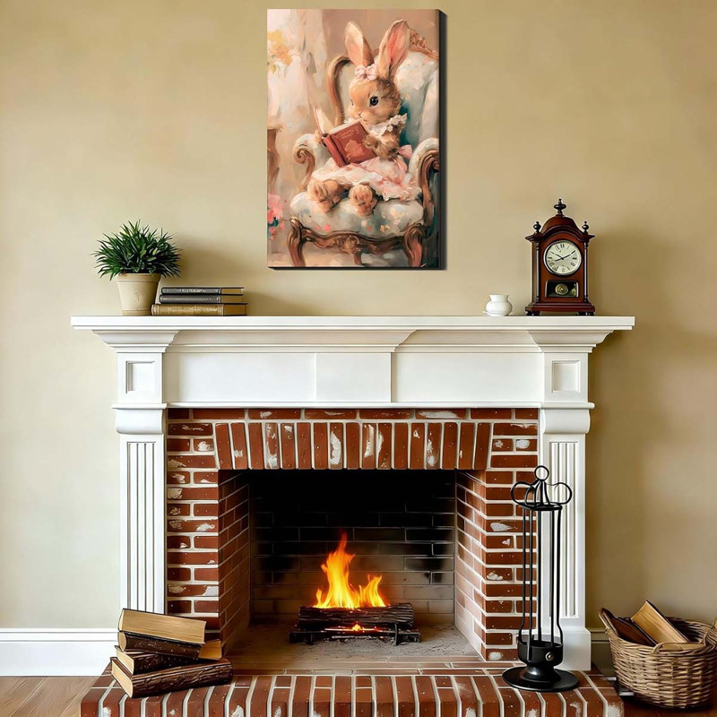 Framed Easter Bunny Art Prints Rustic Animal Paintings., 30 cm H x 20 cm W