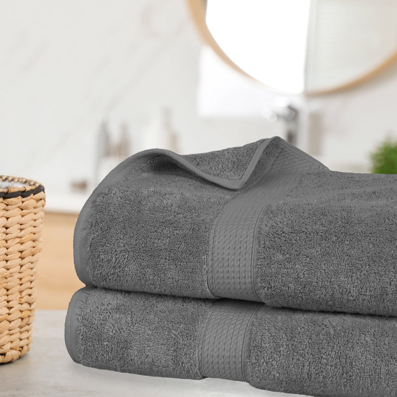 Renata 2 Piece 800 GSM Certified Egyptian Cotton Bath Sheet Set , Charcoal