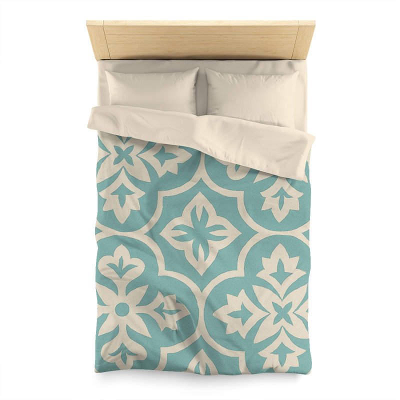 Microfiber Duvet Cover Boho Style, Design 37, Cream, Twin Duvet Cover