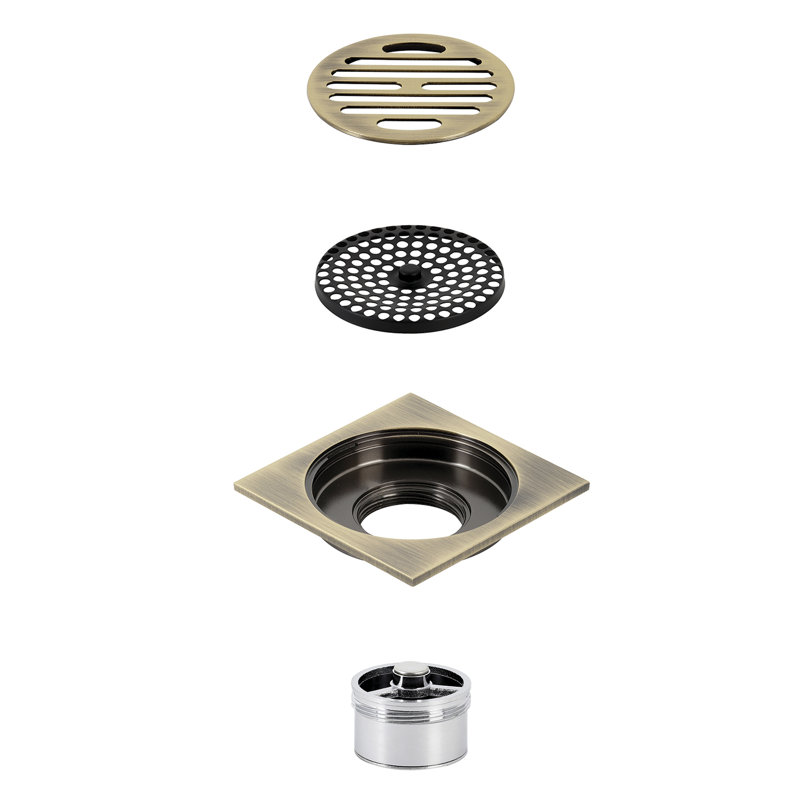 Drain de douche Watercours Symmetric Grid, Laiton antique