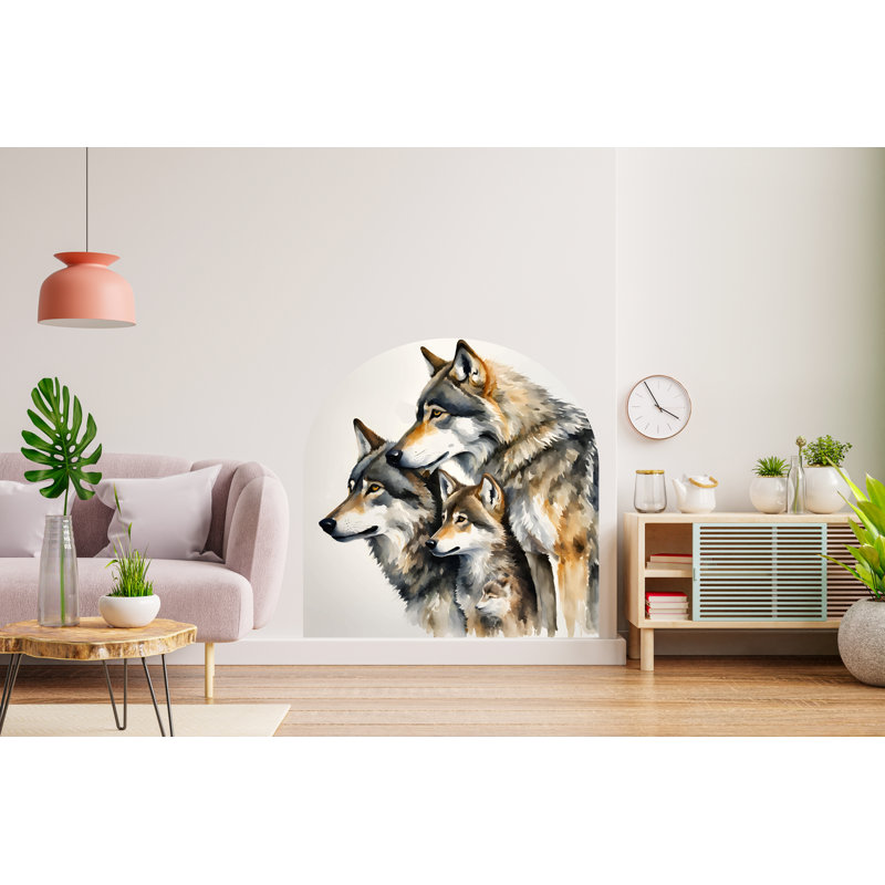 Adhésif décoratif loups, art mural loup aquarelle, autocollant de chambre de bébé chambre à coucher, autocollant mural Hedboard, autocollant mural arche, autocollant mural arche