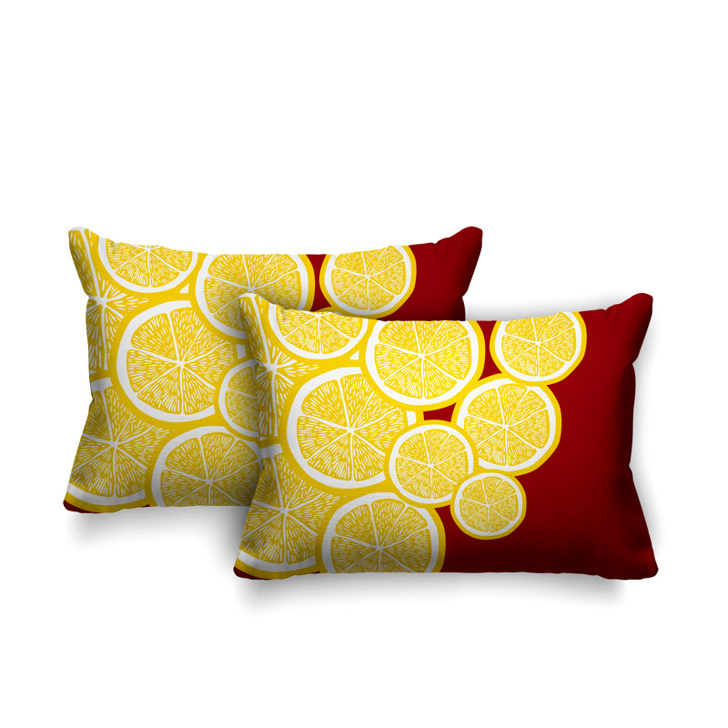 Coussin lombaire intérieur / extérieur jaune citron, Rouge