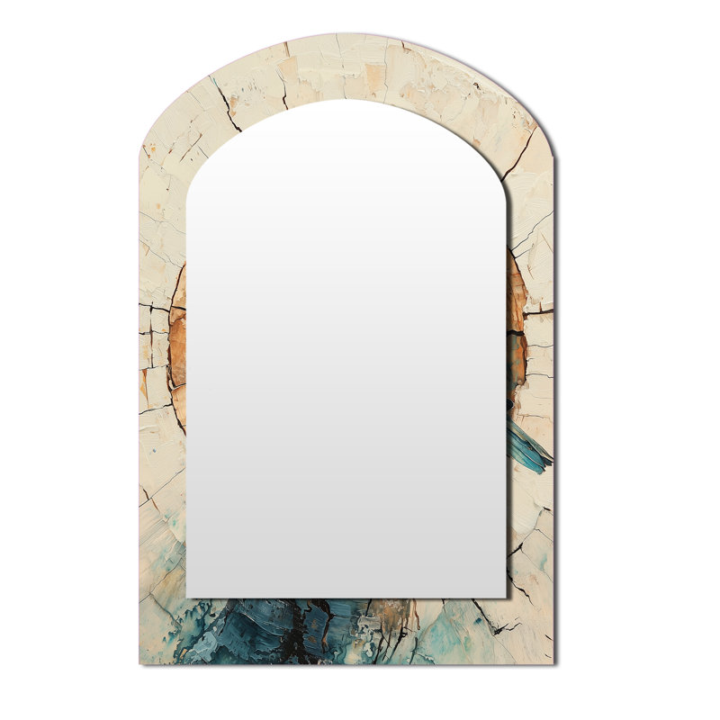 «Dove Animal At The Forest On Slide II» - grand miroir asymétrique colombe, miroir mural décoratif arche moderne, impression d'art en métal