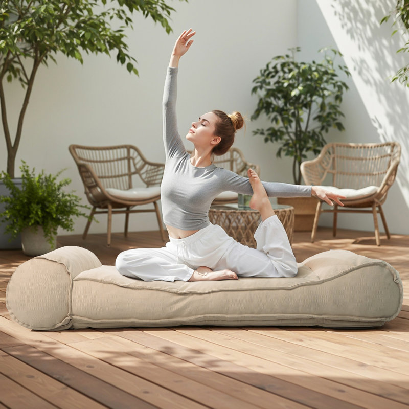 Chaise longue inclinable d'extérieur avec dossier réglable, Beige