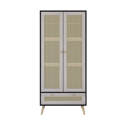 Tall Armoire Wardrobe Closet with 2 Rattan Doors & 1 Drawer -  Bay Isle Home™, 87DF2D9A19C248D7A1C138B8C68A1705