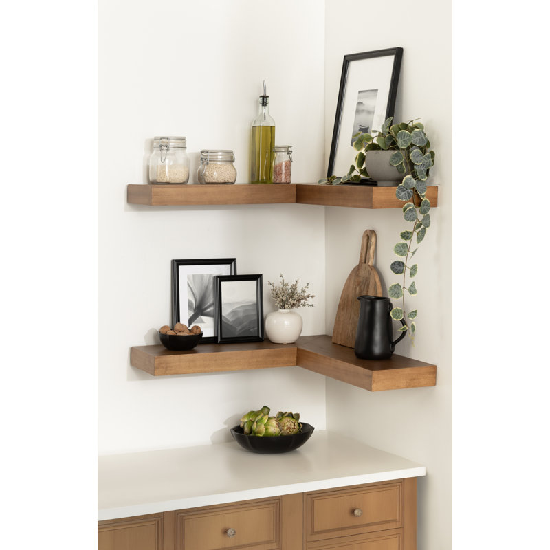 Ensemble de tablettes de coin flottantes deux pièces Havlock, Bois médium