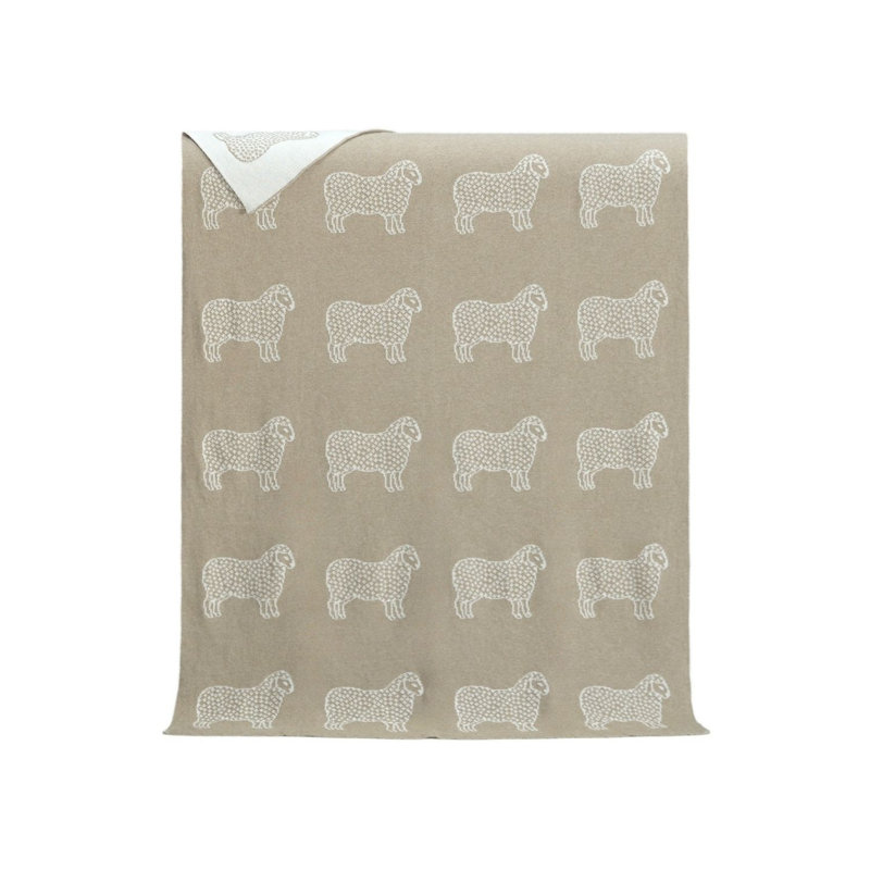 Beige Sheep Knitted Throw