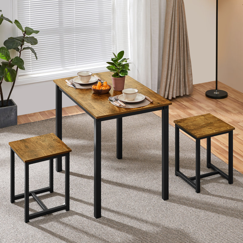 Ensemble de table de salle à manger 2 personnes, Brun rustique, Brun rustique