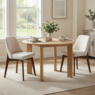 Moton 52" Round Dining Table Oak Kitchen Tables With 2 Dining Chairs