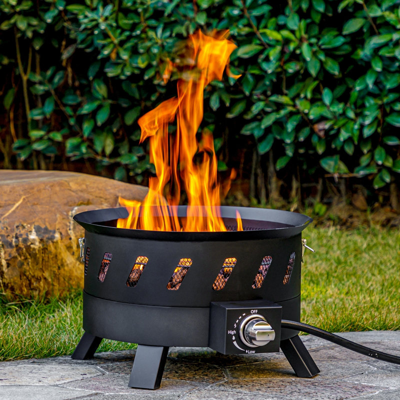 Prayas 22 inch Protable Propane Fire Pit, Gas Fire Pit with Lid, 16.2" H x 17.3" W x 17.3" D