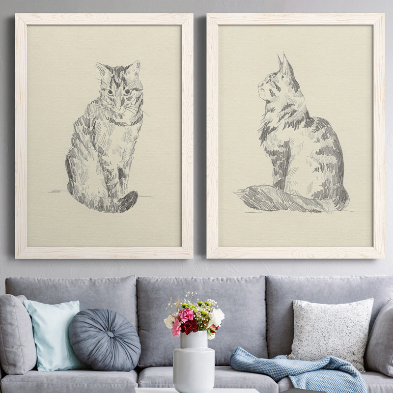 Toile encadrée de qualité supérieure House Cat I - prête à être accrochée, Toile avec cadre blanc