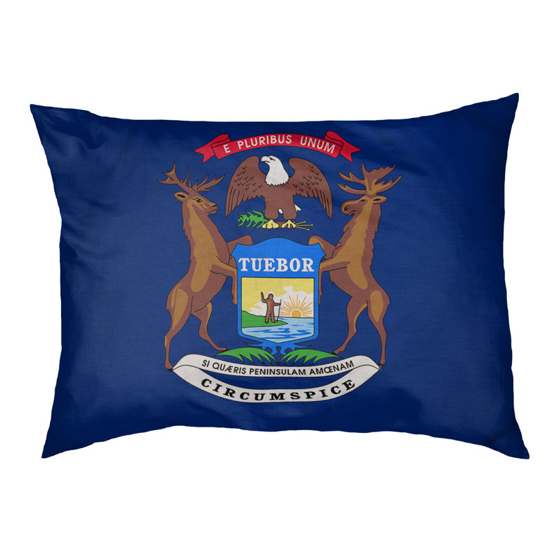 Coussin pour chien michigan drapeau Burien, Grand (H 14 po x l 42,5 po x P 32,5 po)