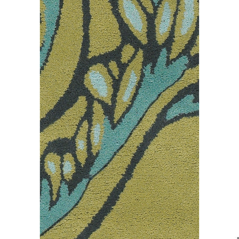 Aschera Wool Green/Blue Area Rug, Round 7'9"