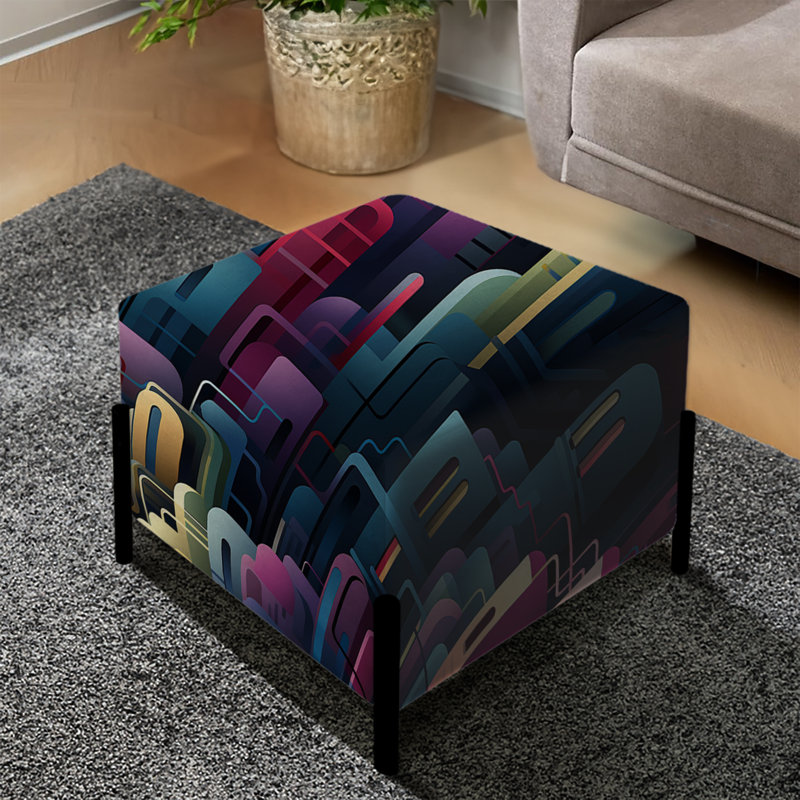 Repose-pieds rayé bleu et mauve dynamique Cityscape Delight