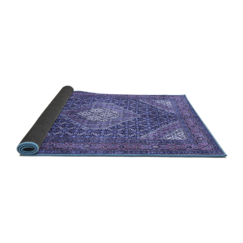 Tapis carré en laine / polyester oriental bleu tissé à la machine 6 pi x 6 pi