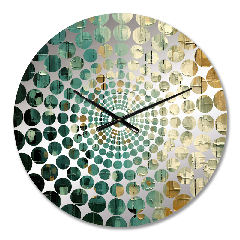 Horloge murale rétro "Impermanence" rétro dans les tons de bleu doré - Peinture abstraite, Petit