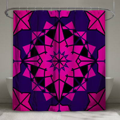 Rideaux de douche rose kaléidoscope extra longs