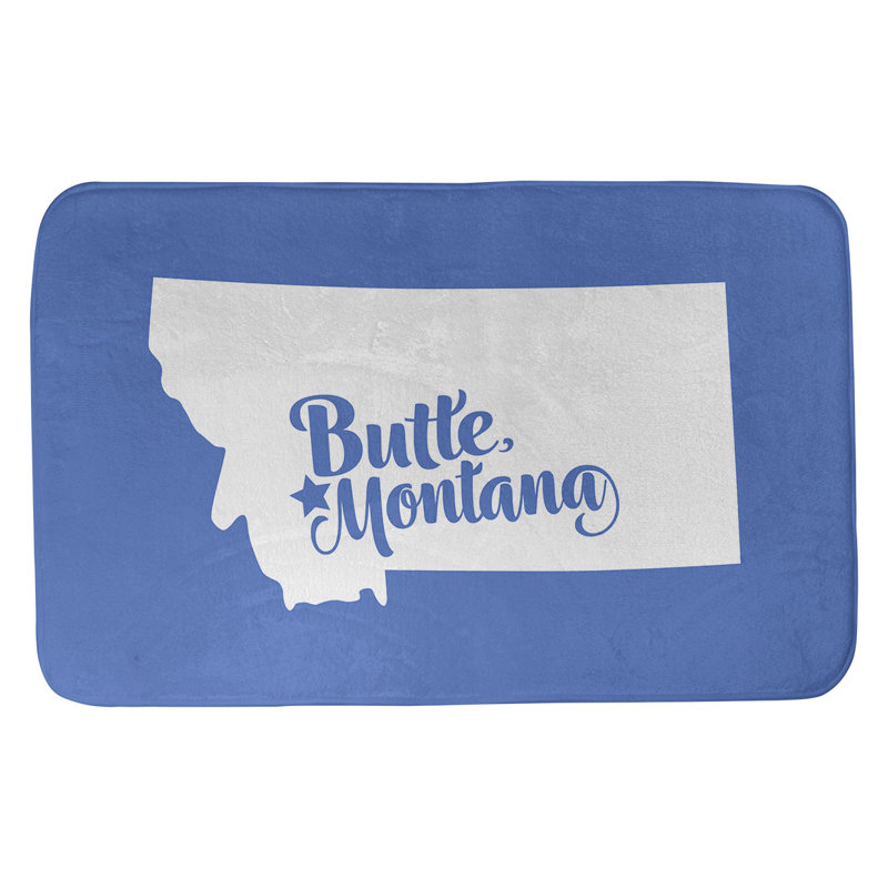 Tapis rectangulaire antidérapant pour salle de bain, L 17 po x L 21 po, Bleu, Bismarck, Dakota du Nord