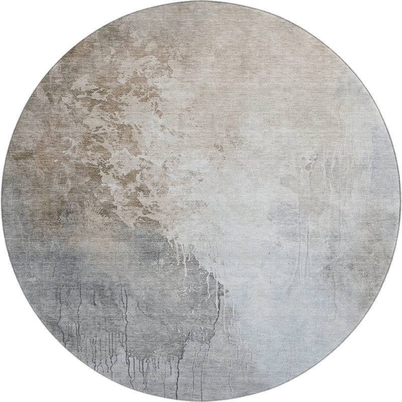 Premium Machine Washable Stallings AMF1842 Abstract Rug, Round 8'