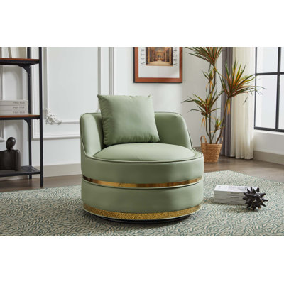 Chaise pivotante 360, conception en similicuir. Tissu de velours doux, fabrication stable. Base en acier inoxydable. Pour le salon, la chambre à coucher. Blanc, cadre d'assemblage simple et convient à la chambre à coucher, au bureau.