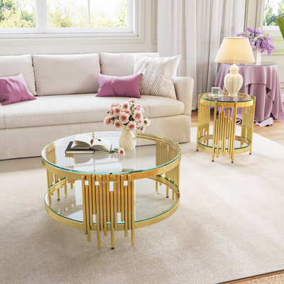 2 - Piece Glass Top Living Room Table Set