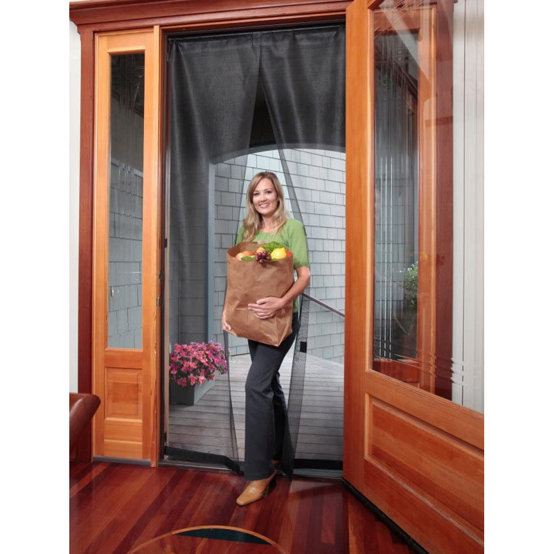 Sealing Magnetic Screen Door with Mesh Curtain, 80" H x 30" W x 2" D