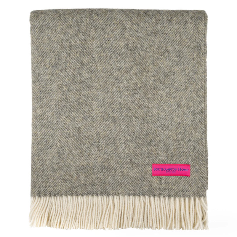 Jeté tissé en laine d'agneau Shetland, Gris du domaine