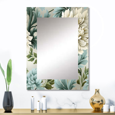 «Anteaus Petal Symphony Green Damask Harmony», décoration murale unique en damas, grand miroir bohème, impression sur métal