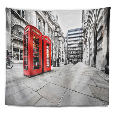 Tapisserie de cabine pour téléphone sur rue cityscape