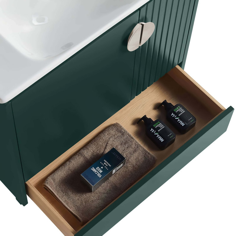 Ensemble de meuble-lavabo simple 30 po Saimah, Vert, Nickel satiné