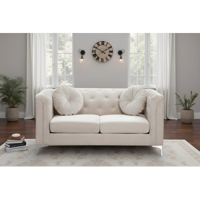 Colmar Ivory Velvet Loveseat