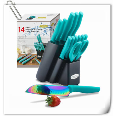 Rephen Knife 14 Piece High Carbon Stainless Steel and Carbon Steel Knife Block Set