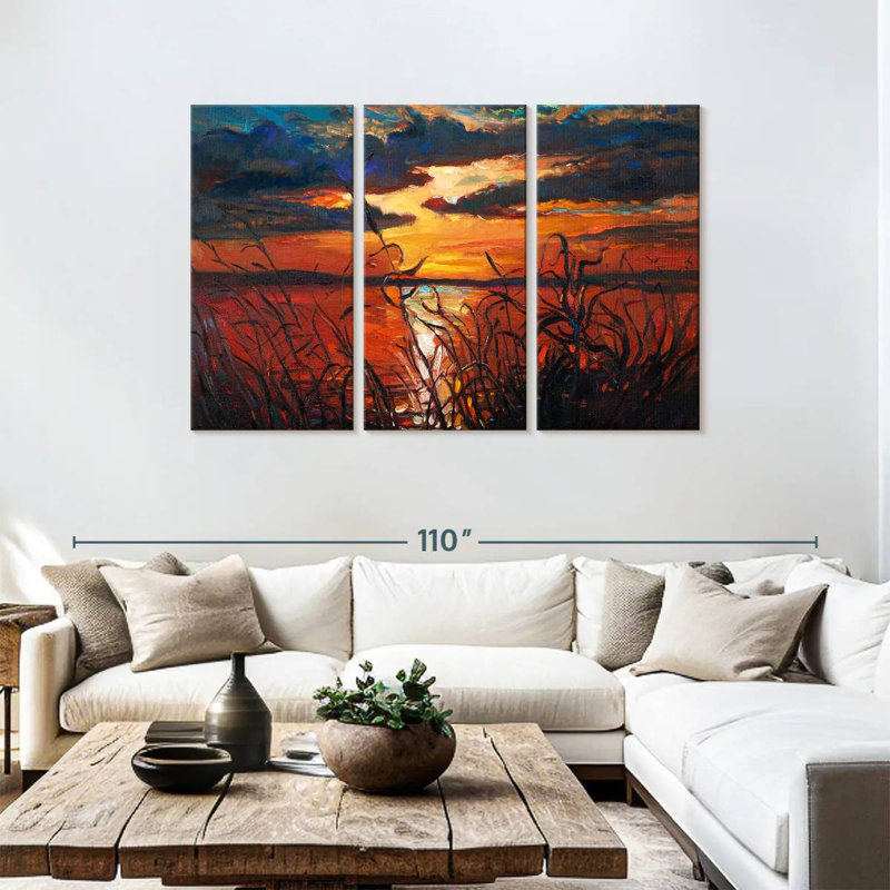 Coucher de soleil foncé Gillard, H 48 po x l 74 po
