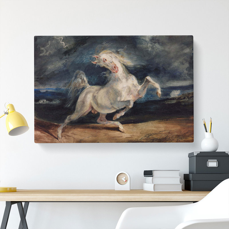 Frightened Horse by Eugene Delacroix - Wrapped Canvas Painting, 40cm H x 60cm W x 3cm D