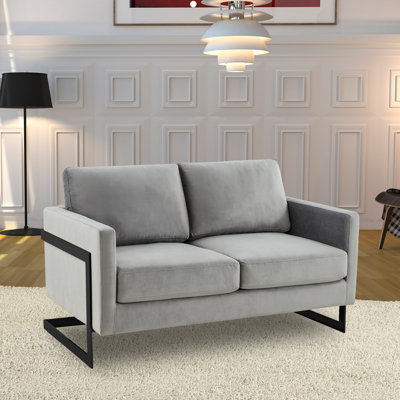 Nadelynn Leather 55'' Reception Loveseat